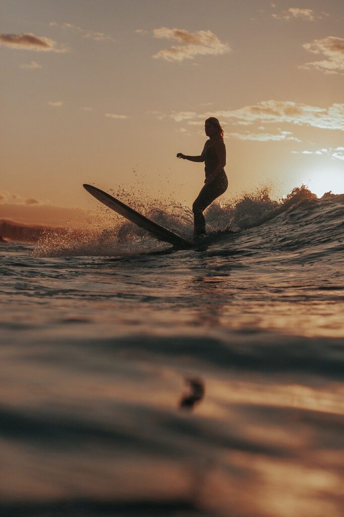 girl, surf, waves